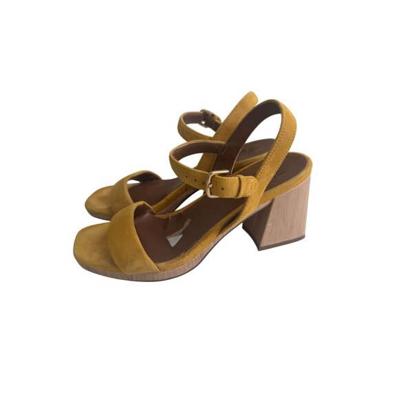 NATURALIZER Yellow Suede Sandals Heels Size 7.5W - Picture 2 of 9